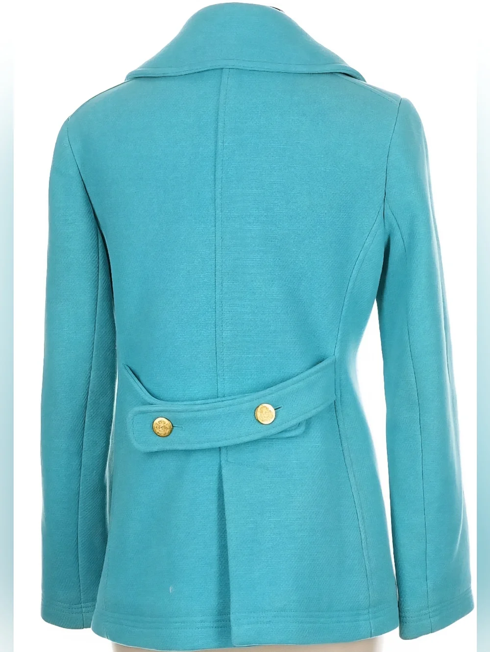 J.Crew Stadium Nello Gori Wool Blend Double Breasted PeaCoat Teal Size 12 NWOT - Picture 13 of 15